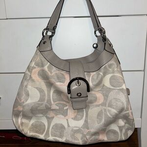 Coach Gray and Cream Shoulder Bag